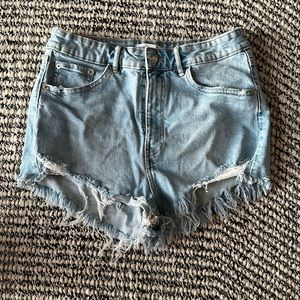 Zara light wash high rise denim shorts
